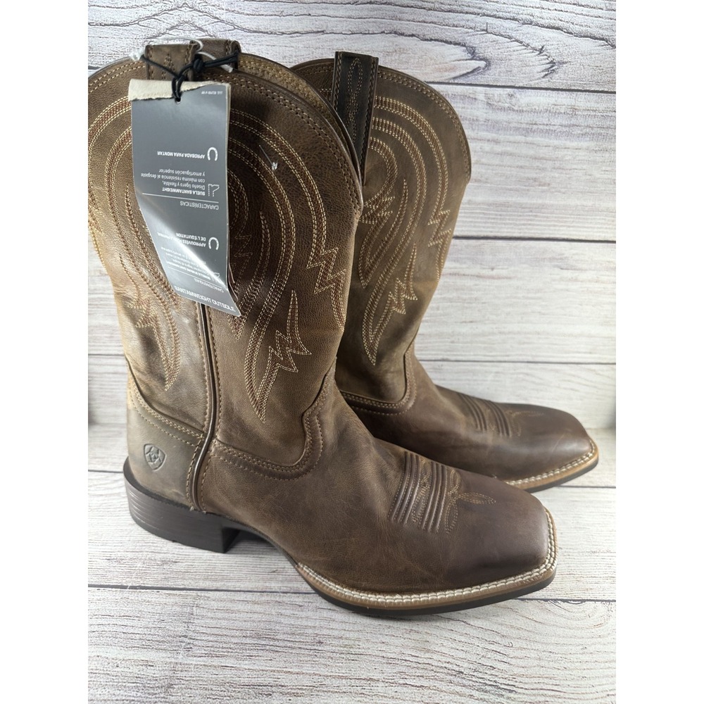 Ariat Men's Brown Plano Performance Cowboy Boots Square Toe Size 10.5 D $240